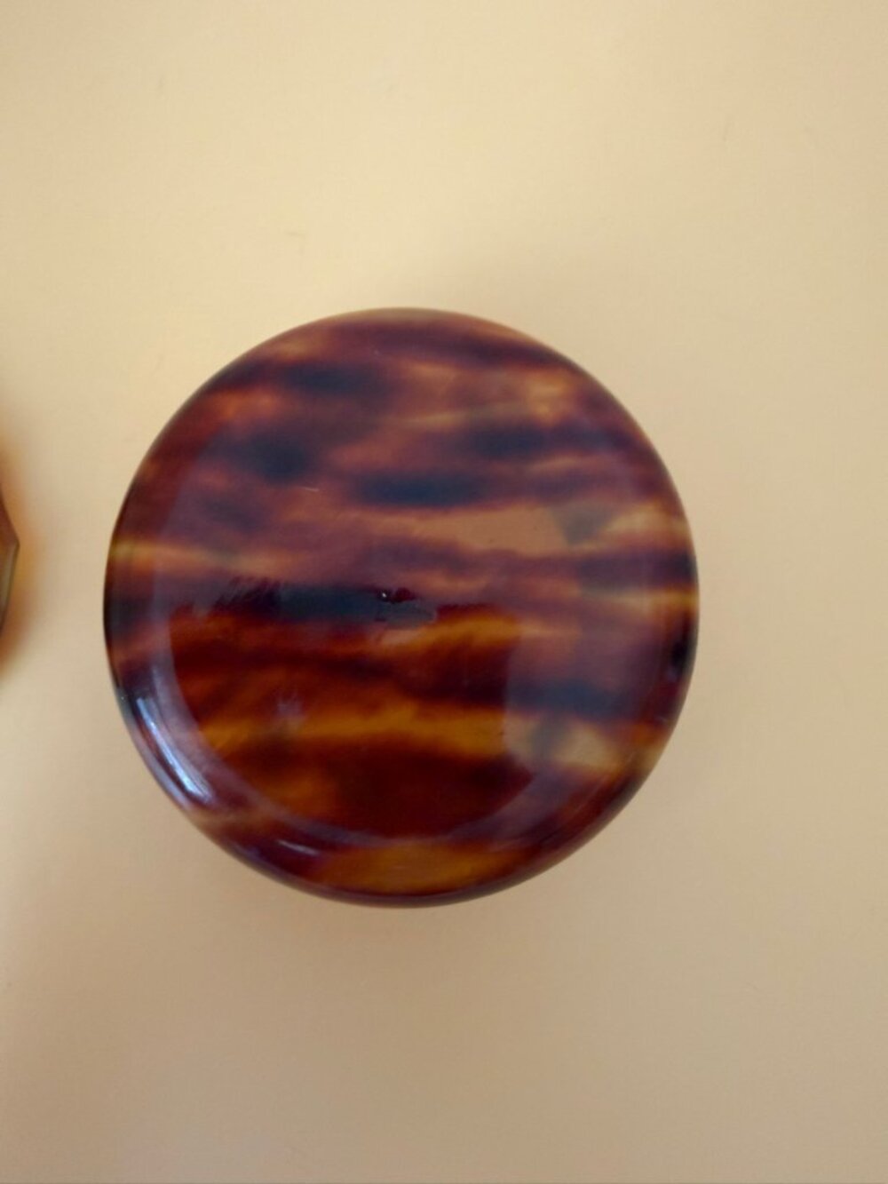 DuPont Du Barry Powder Box Tortoiseshell Celluloid Shell Pyralin Art Deco 4 Inch - Picture 6 of 7